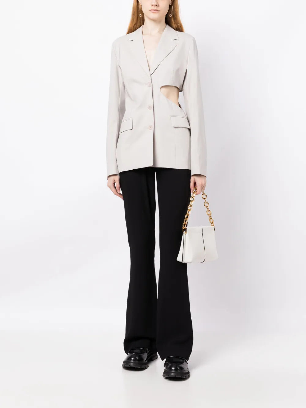 Single-Breasted Cut-Out Wool Blazer