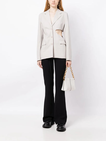 Single-Breasted Cut-Out Wool Blazer