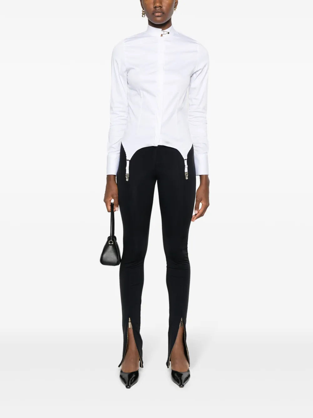 Braces-Detail Poplin Shirt