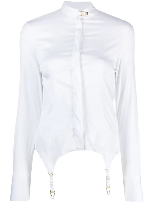 Braces-Detail Poplin Shirt