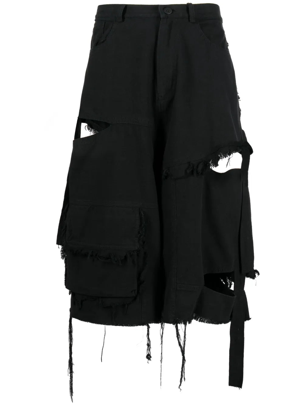 Cut-Out Denim Cargo Shorts