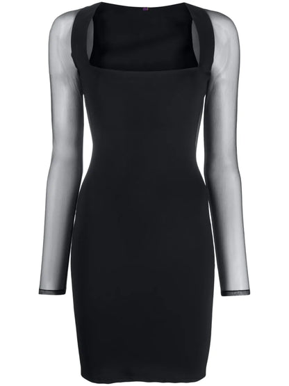 Square-Neck Long-Sleeve Dress