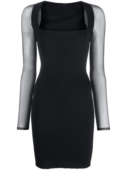 Square-Neck Long-Sleeve Dress