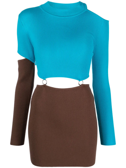 Cut-Out Two-Tone Dress