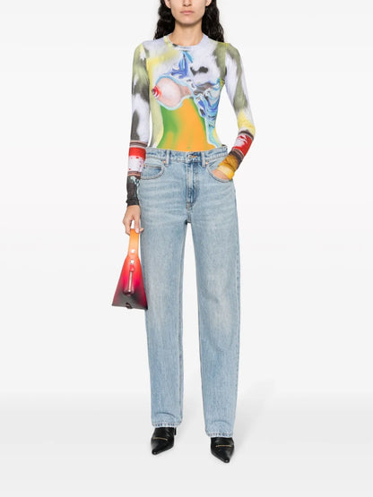 Mid-Rise Straight-Leg Jeans