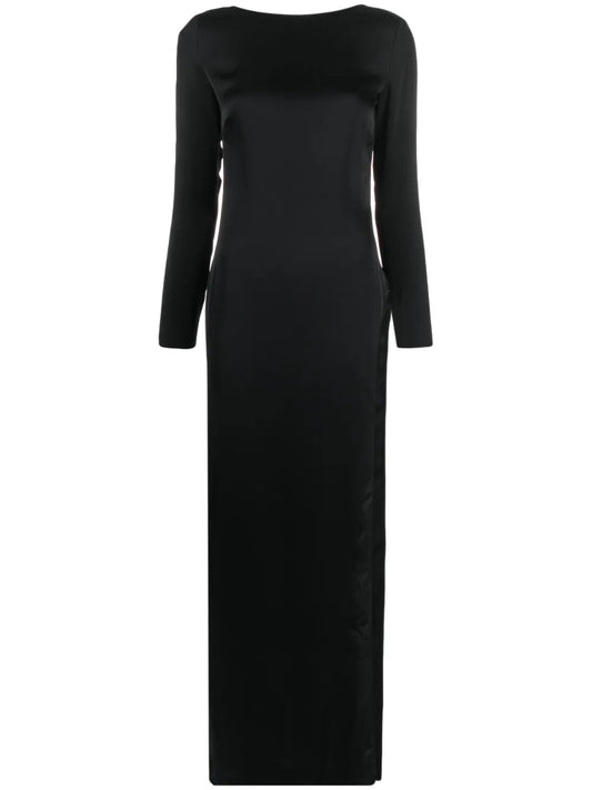Satin V-Back Maxi Dress