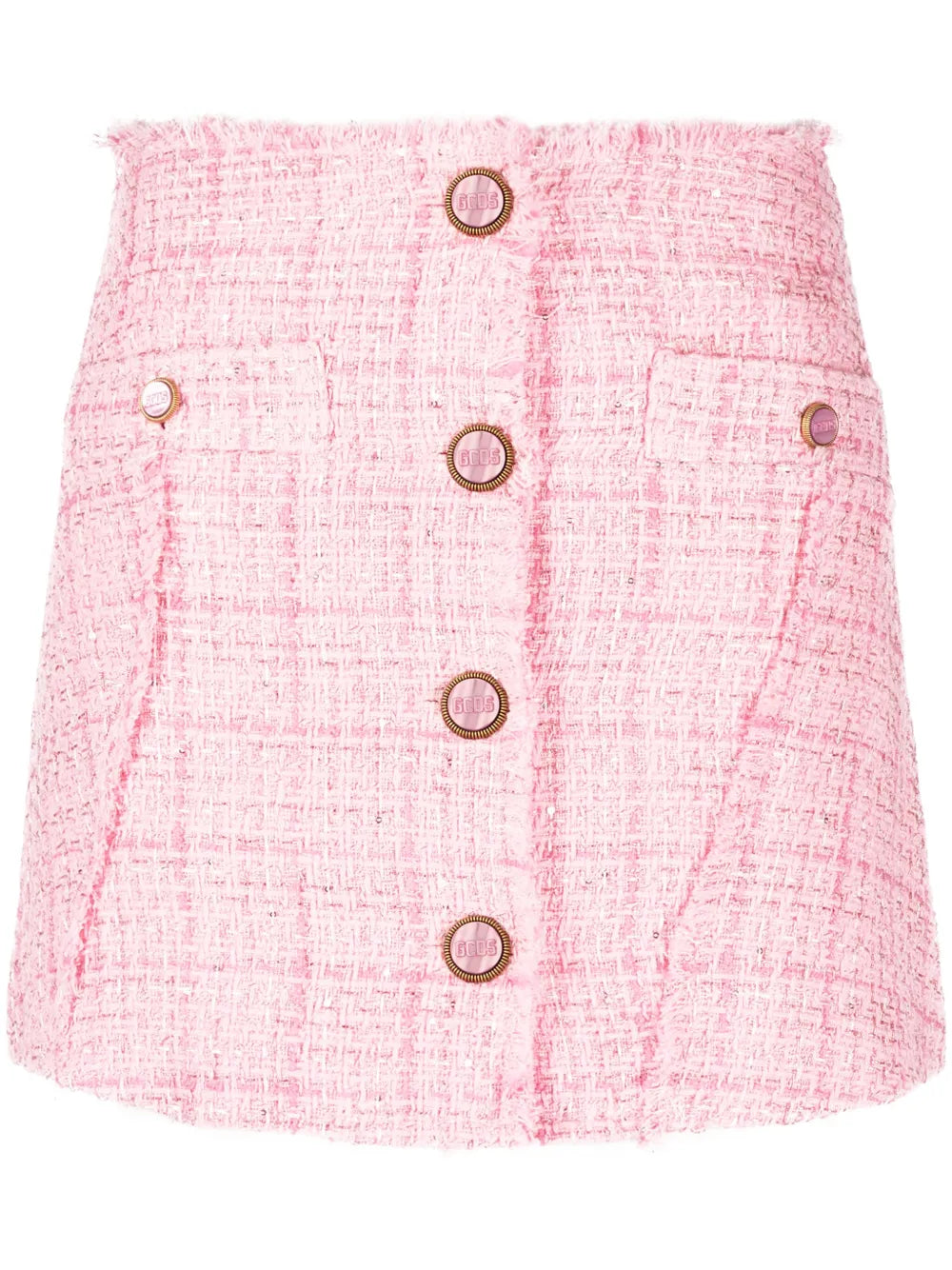 Button-Up Tweed Miniskirt