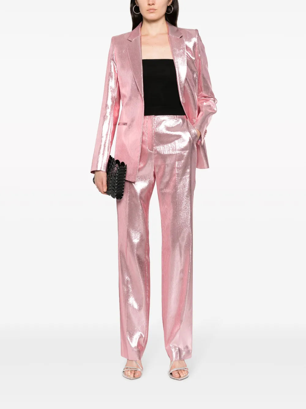 Metallic-Effect Tailored Trousers