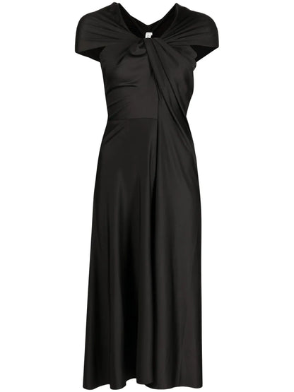 Cap-Sleeve Draped Dress