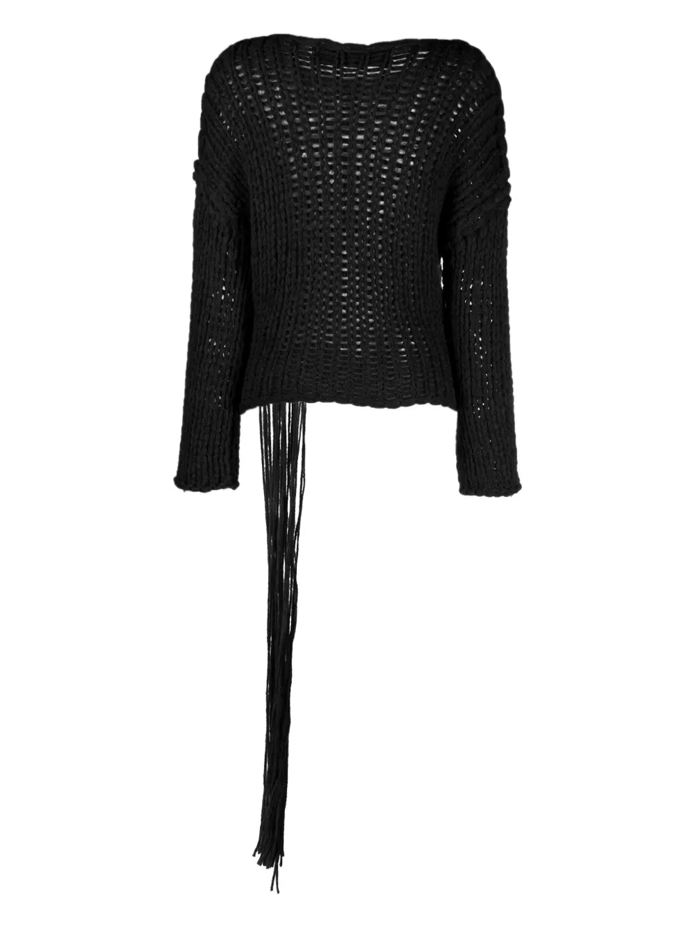 Macramé-Detail Crochet-Knit Jumper