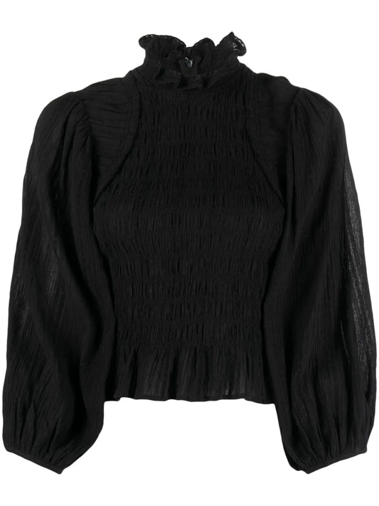 Idris Ruffle-Smocked Blouse