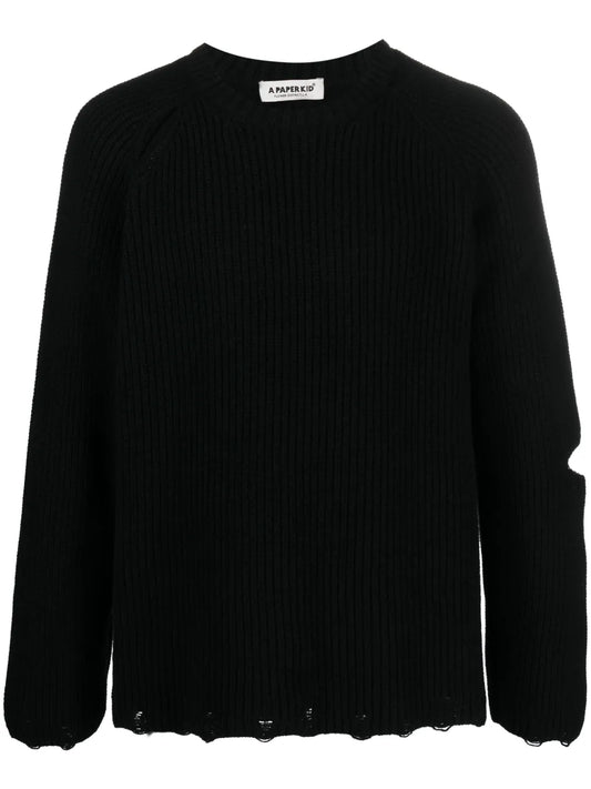 Distressed-Effect Cut-Out Jumper