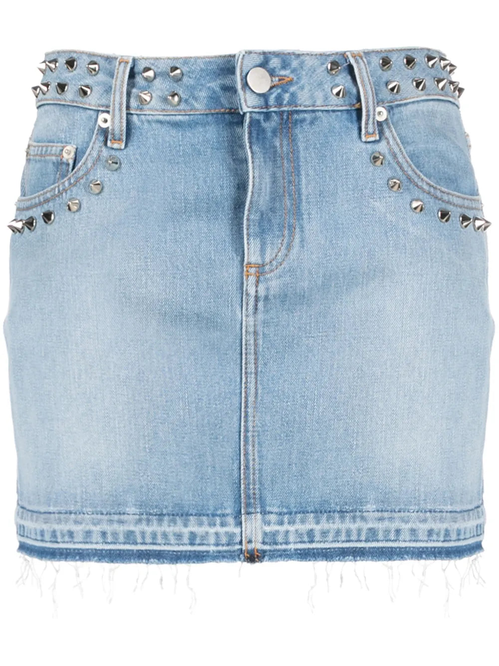 Studded Frayed Denim Miniskirt