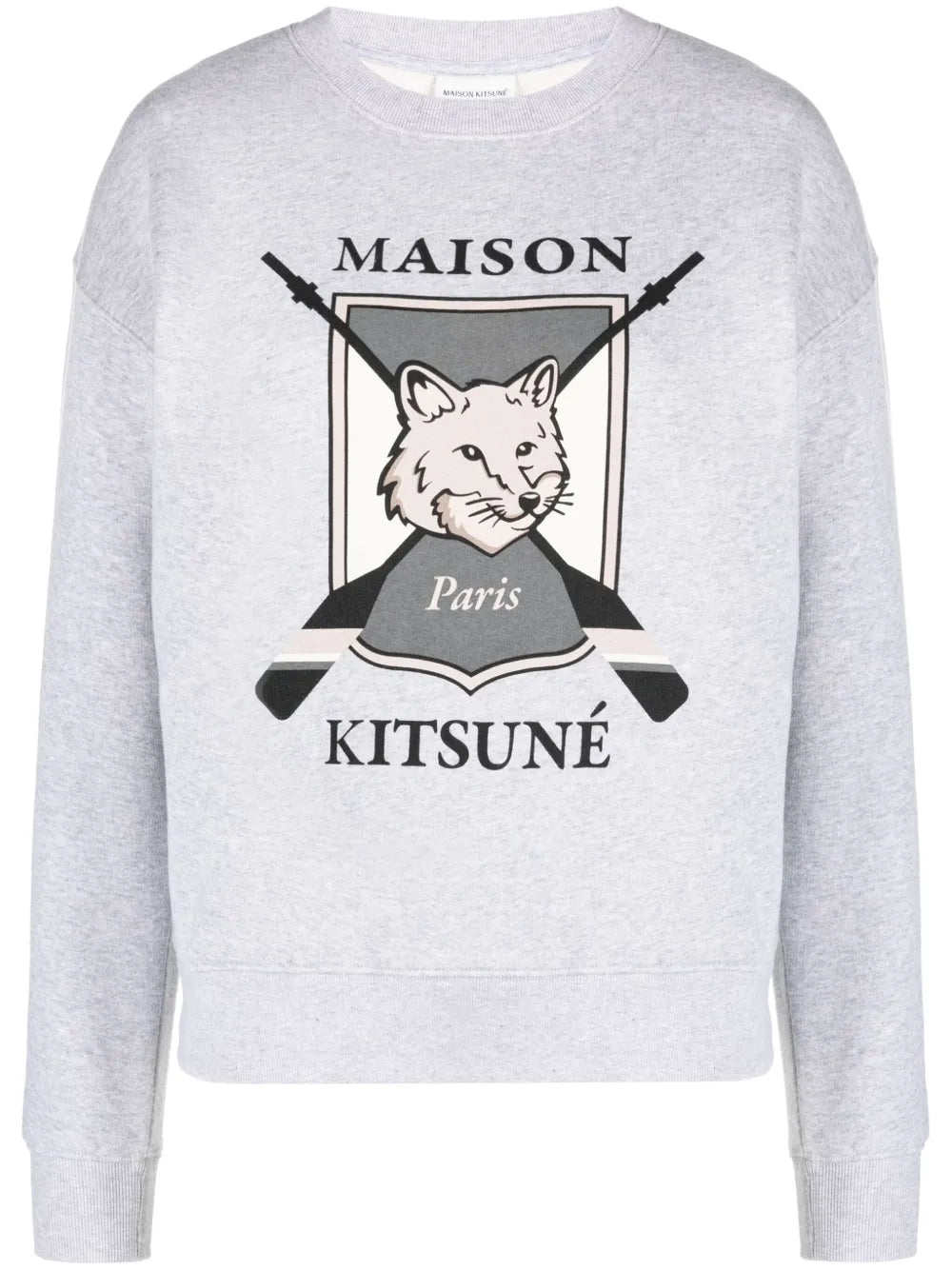 Fox-Motif Mélange Cotton Sweatshirt