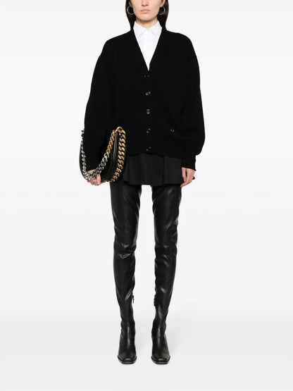 Logo-Embroidered Virgin Wool Cardigan