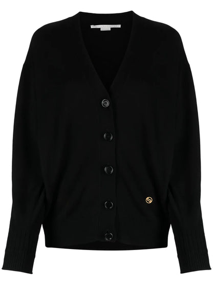 Logo-Embroidered Virgin Wool Cardigan