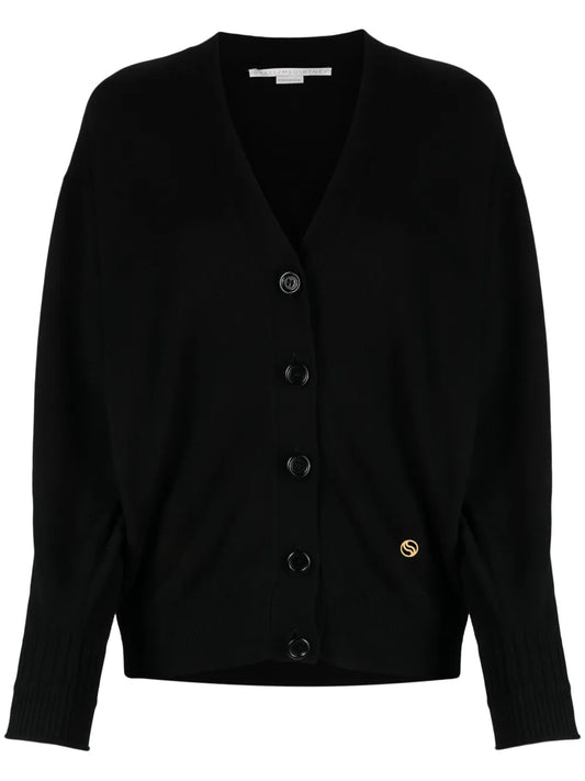 Logo-Embroidered Virgin Wool Cardigan