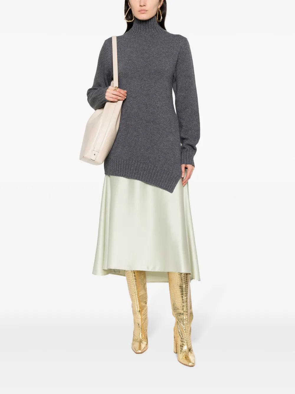 Waffle-Knit Asymmetric Jumper