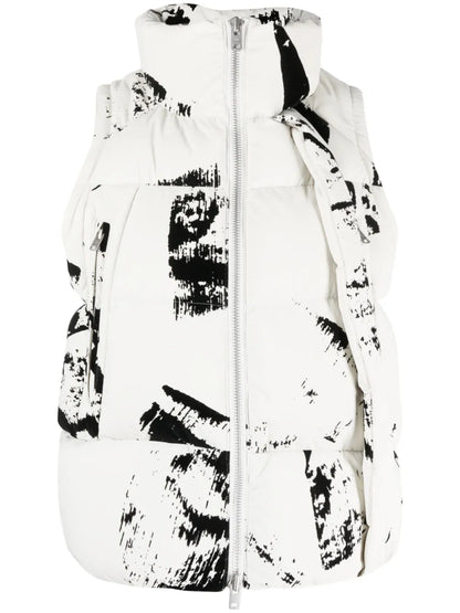 Graphic-Print Padded Gilet