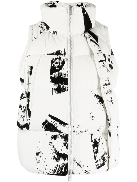 Graphic-Print Padded Gilet