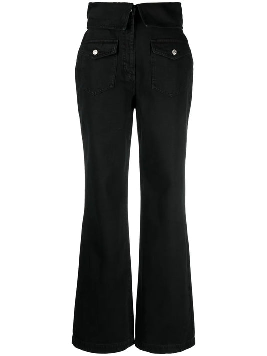 Folded-Edge Flared Jeans