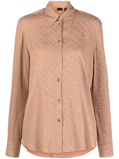 Logo-Print Satin-Finish Shirt