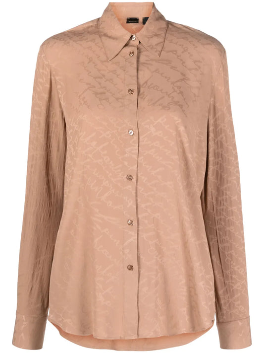 Logo-Print Satin-Finish Shirt