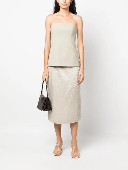 Crushed-Velvet Midi Skirt