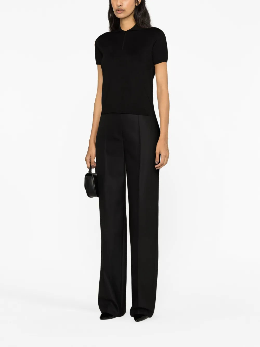 Pressed-Crease High-Waisted Trousers