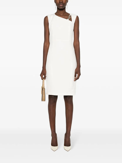 Chain-Detail Crepe Midi Dress