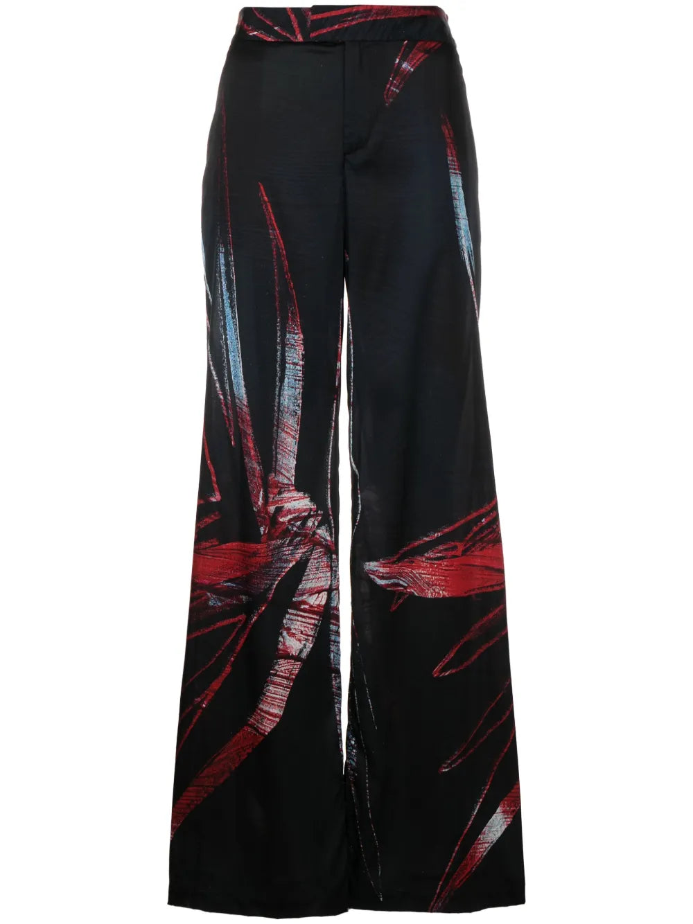Abstract-Pattern Wide-Leg Trousers