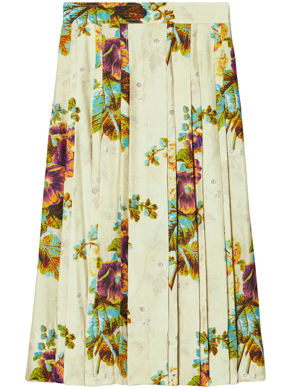 Floral-Patterned Pleated Skirt