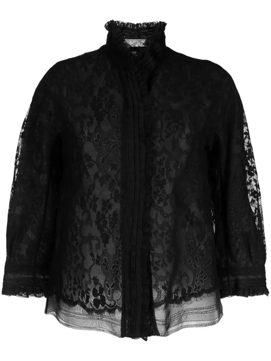 Organza Lace-Overlay Jacket