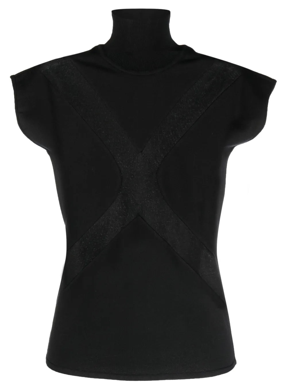X Panel-Detail High-Neck Top