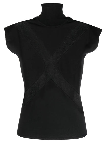 X Panel-Detail High-Neck Top