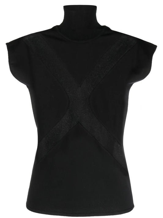 X Panel-Detail High-Neck Top