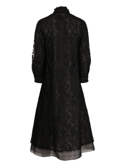 Lace Pleated Single-Breasted Coat