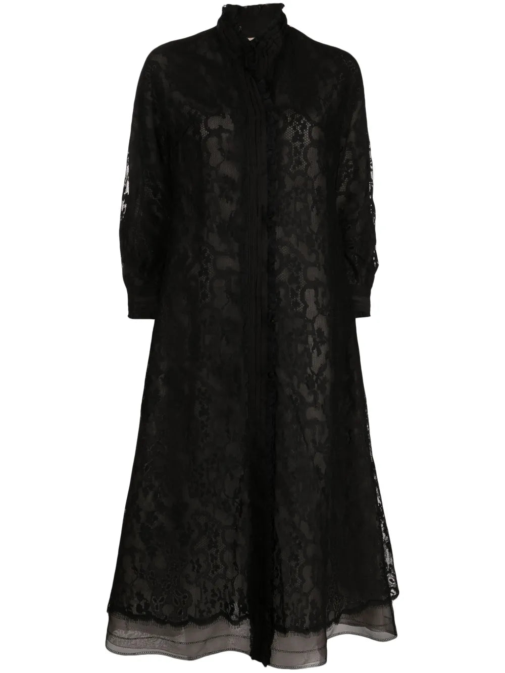 Lace Pleated Single-Breasted Coat