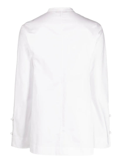 Band-Collar Poplin Shirt