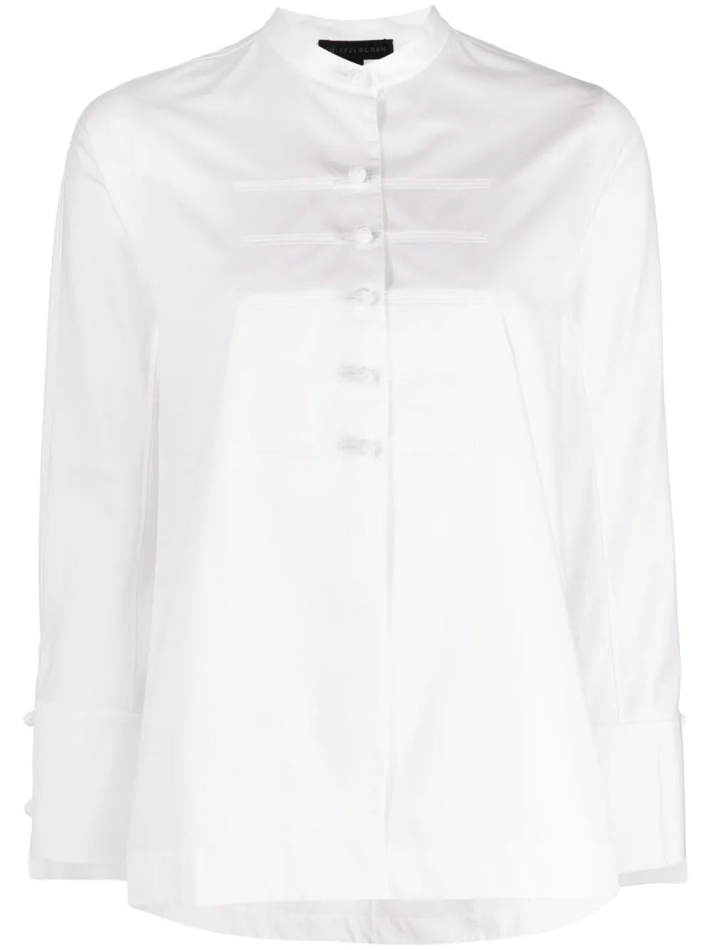 Band-Collar Poplin Shirt