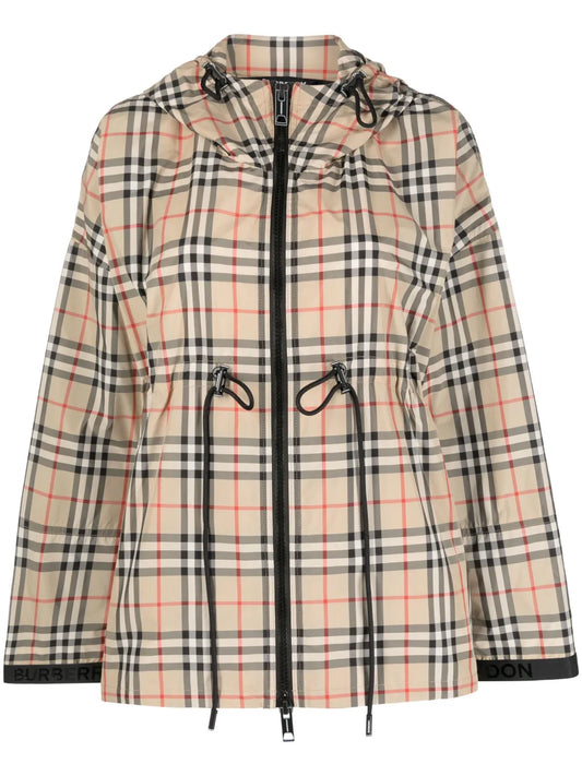 Plaid-Check Hooded Jacket