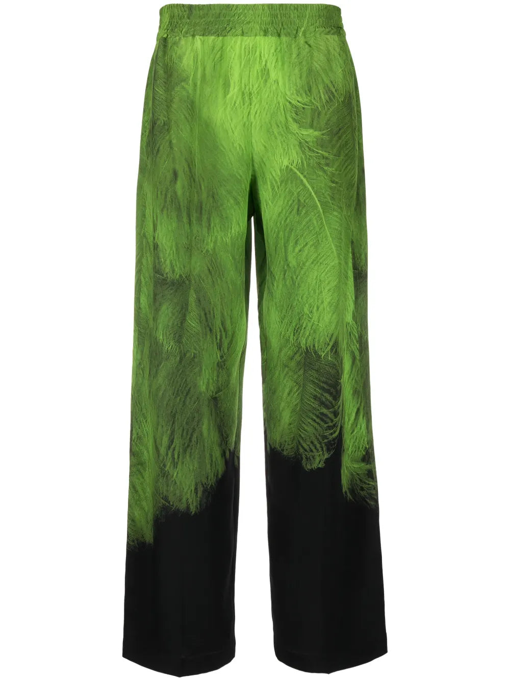 Feather-Print Silk Trousers