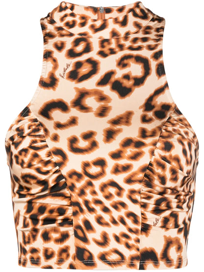 Leopard-Pattern Crop Top