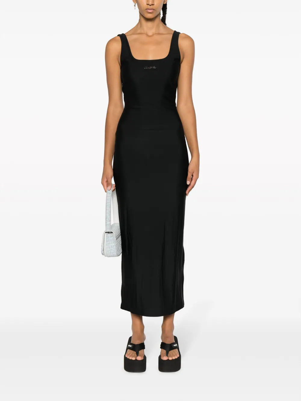 Crystal-Embellished Logo Midi Dress