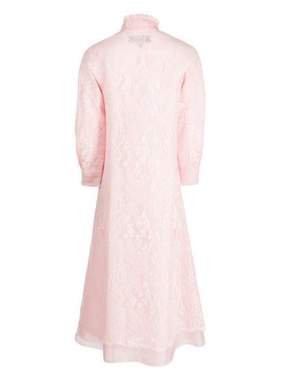 Lace Pleated Single-Breasted Coat