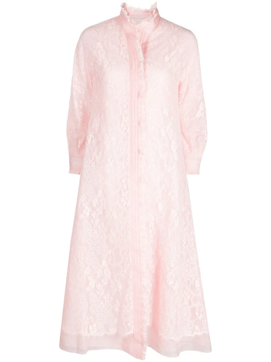 Lace Pleated Single-Breasted Coat