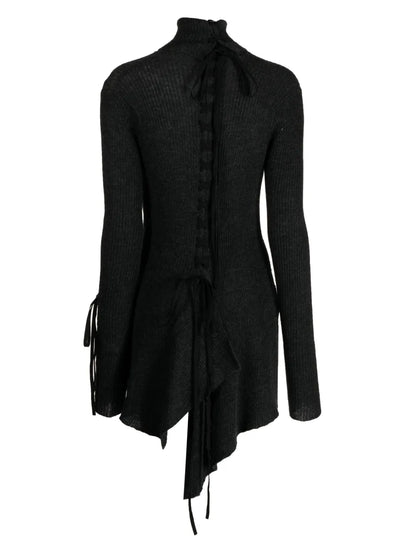 Lace-Up Wool Blouse