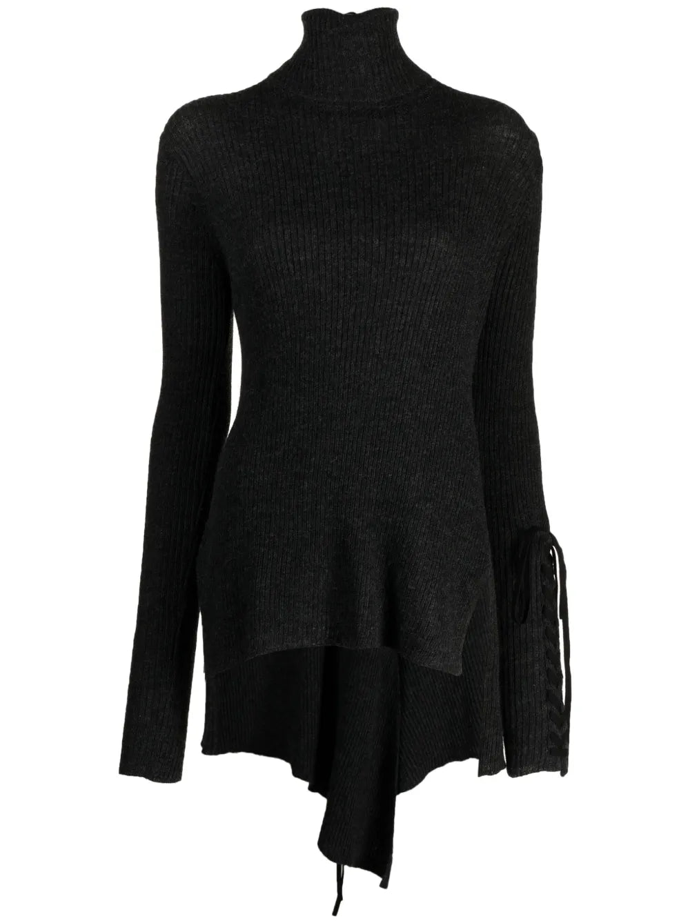 Lace-Up Wool Blouse