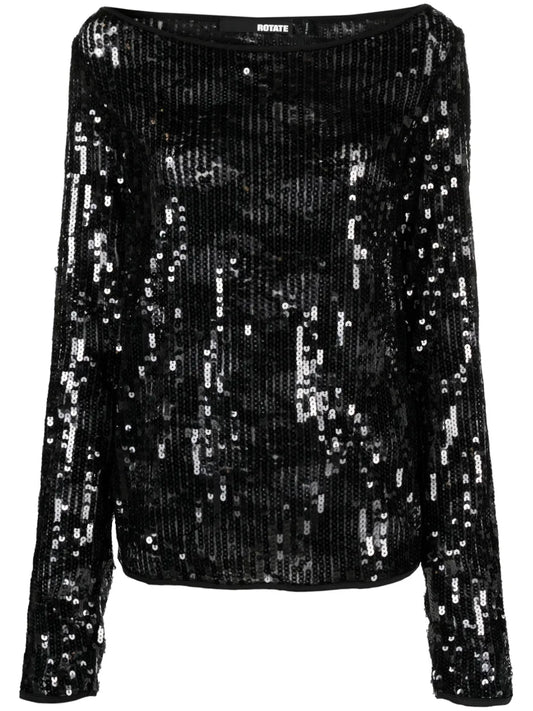 Long-Sleeve Sequined Top