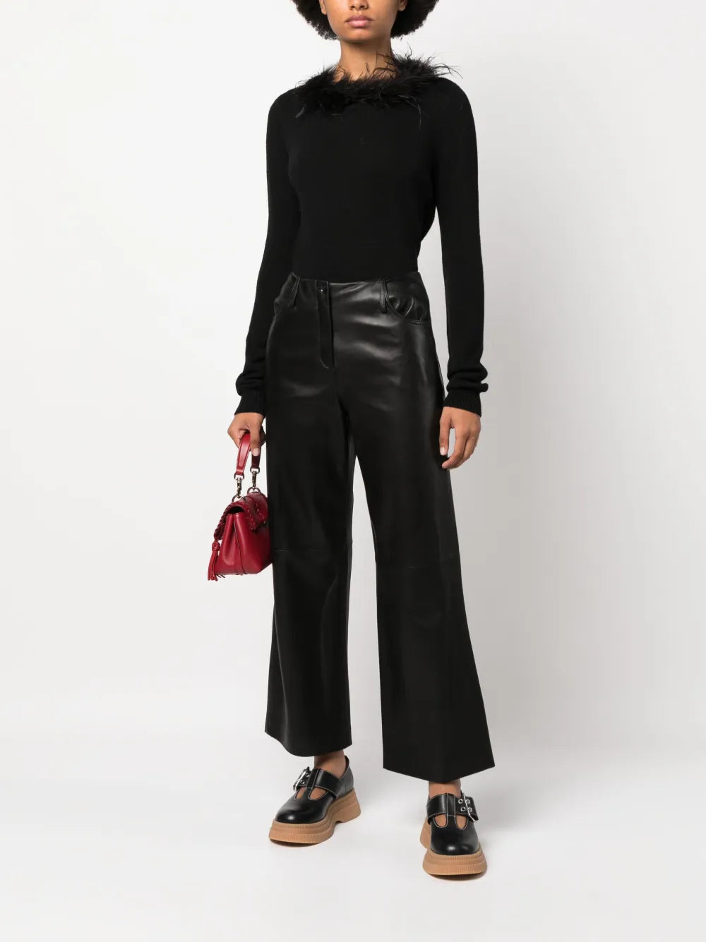Ostrich-Feather Fine-Knit Jumper